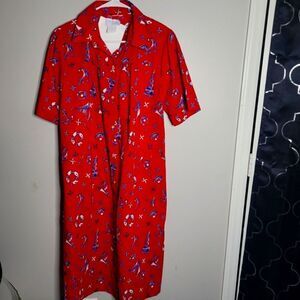 🌴National Since 1952 Vintage House Coat Red Nautical
